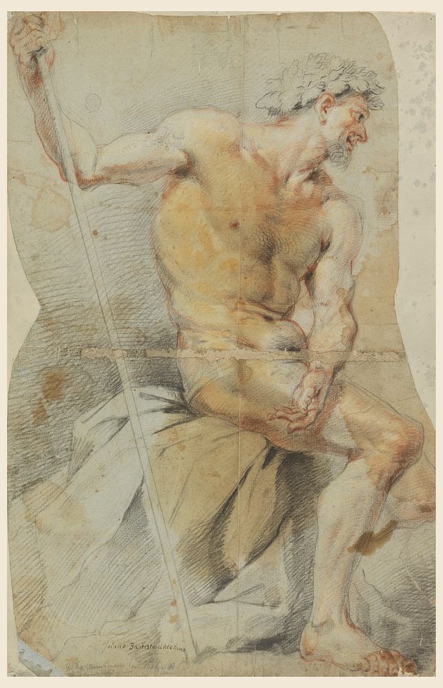 Study of a nude elderly man, Bacchus or one of his companions