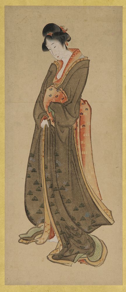 Standing figure of a tall girl by Katsushika Hokusai