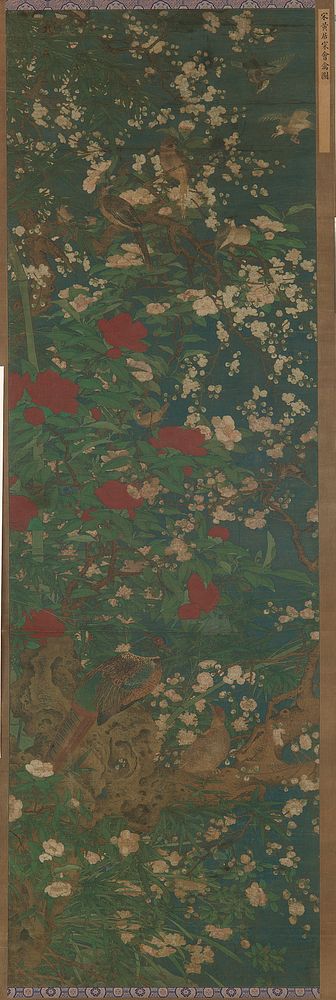 Birds and flowers, traditionally attributed to Huang Jucai