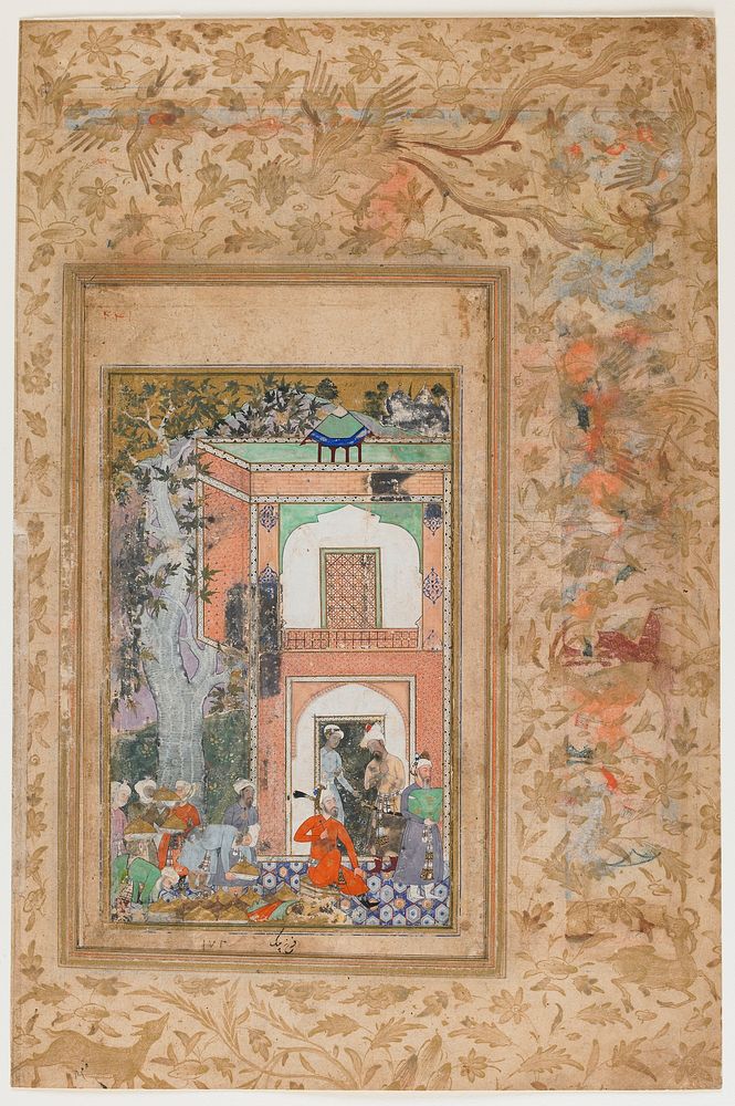 Babur Entertains in Sultan Ibrahim Lodi's Palace from a Baburnama by Farrukh Beg