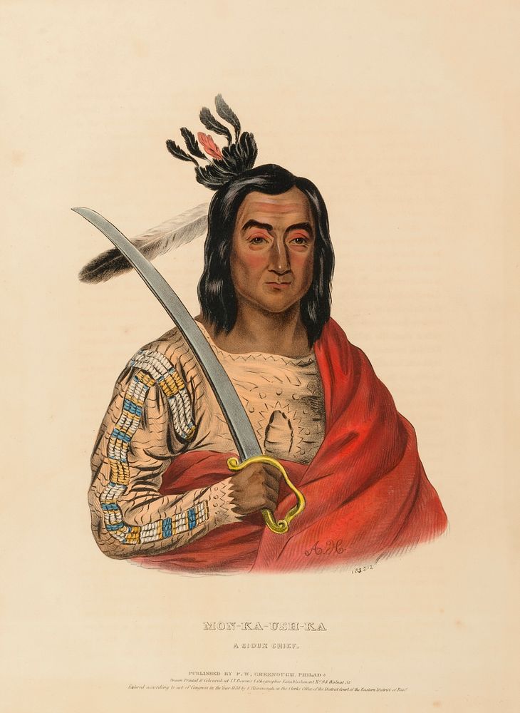 MON-KA-USH-KA. A SIOUX CHIEF., from History of the Indian Tribes of North America