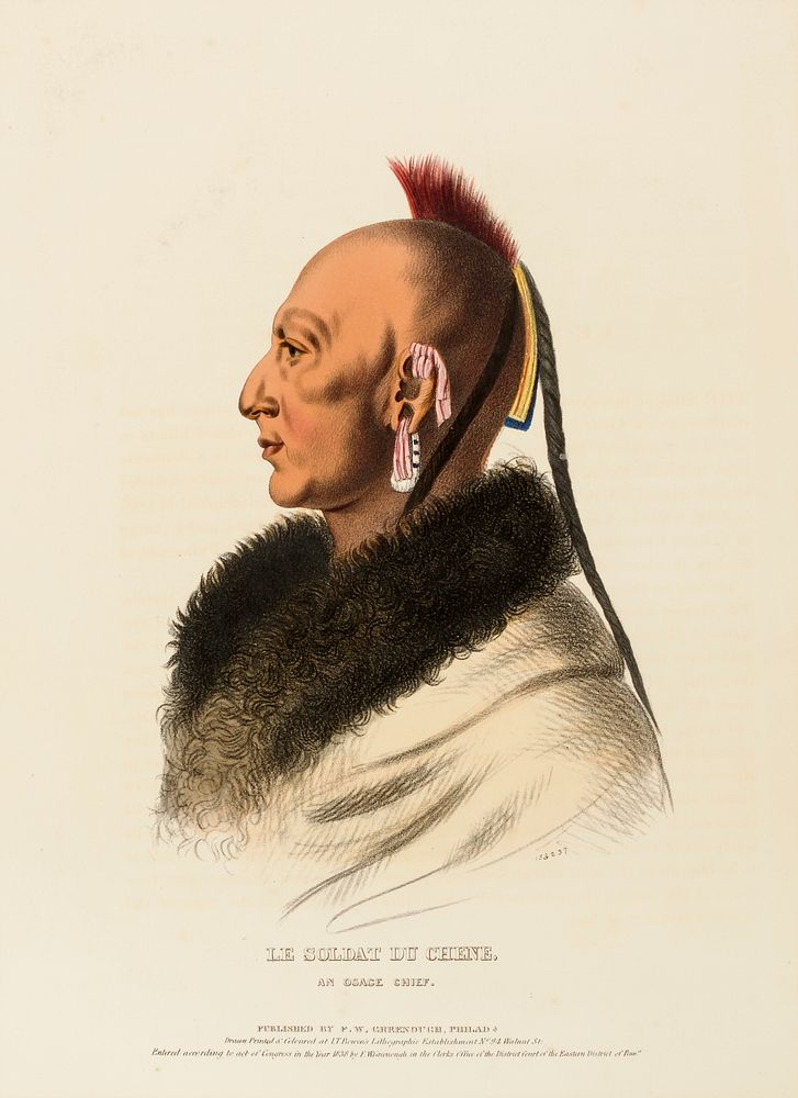 LE SOLDAT DU CHENE, AN OSAGE CHIEF., from History of the Indian Tribes of North America