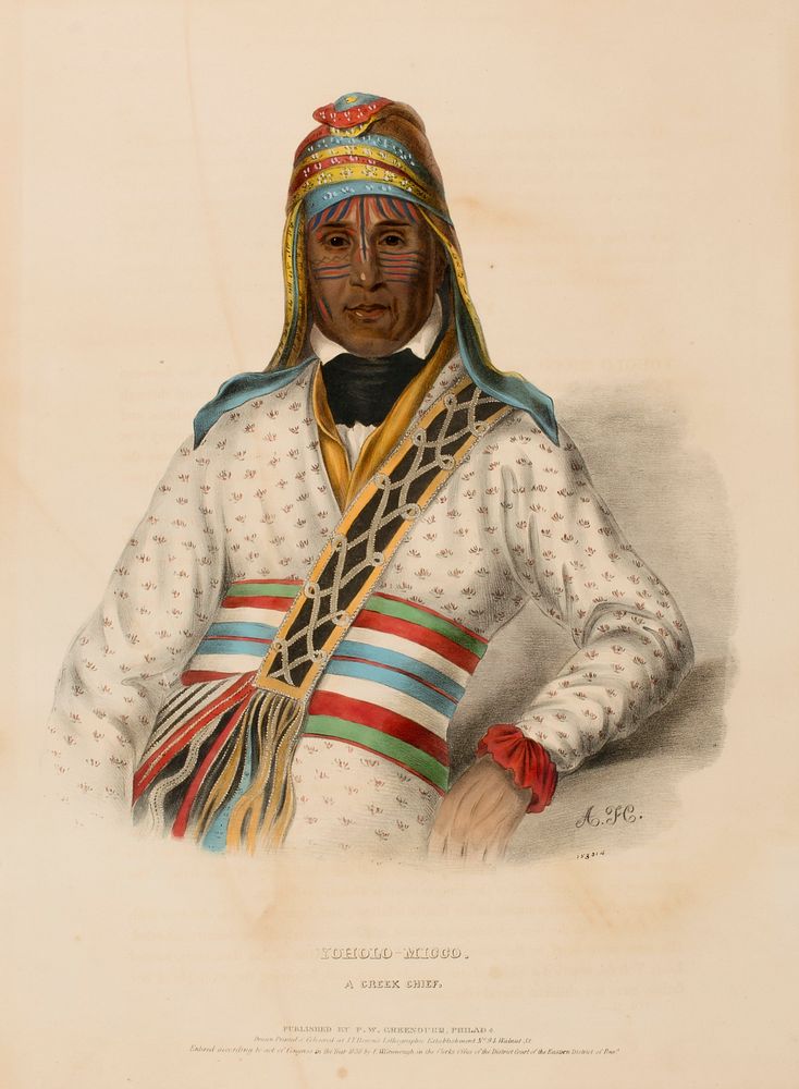 YOHOLO-MICCO. A CREEK CHIEF., from History of the Indian Tribes of North America