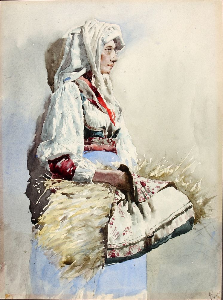 Italian Peasant Woman by Giuseppe Signorini