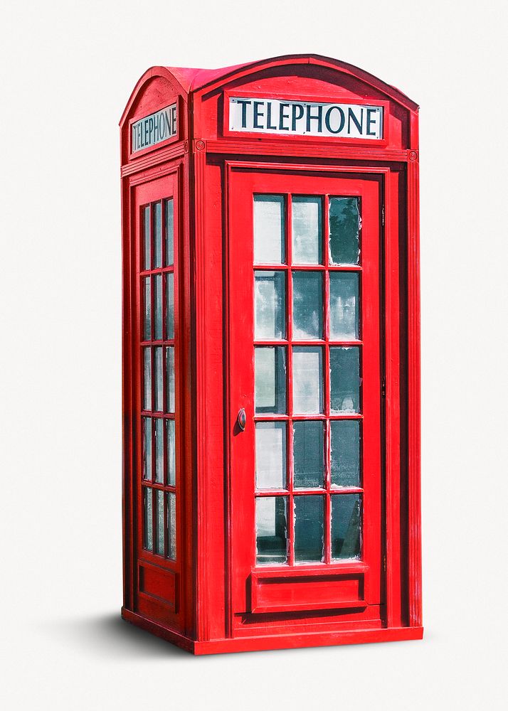 Red telephone booth, isolated image