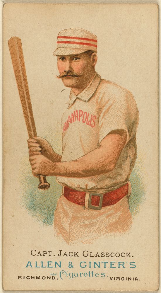 Capt. Jack Glasscock, Indianapolis Hoosiers, baseball card portrait (1887). Original from the Library of Congress.