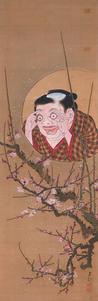 Peeking Boy (right of the pair Kyoto Maiden and Peeking Boy) (1830s) painting in high resolution by Mihata Joryu.  Original…
