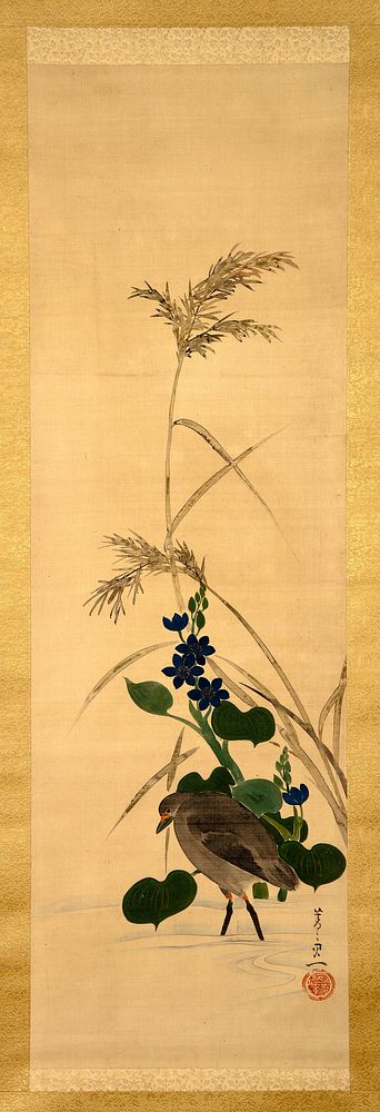 Flowers and Bird during 18th century painting in high resolution by Suzuki Kiitsu.  Original from The Minneapolis Institute…