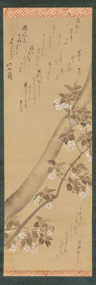Cherry Blossoms with Poems (ca. 1790&ndash;1820) print in high resolution by Kubota Shunman.  Original from the Minneapolis…