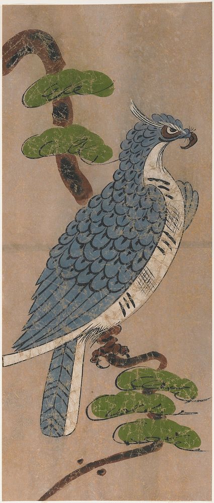 Peregrine Falcon during 18th century painting in high resolution. Original from the Minneapolis Institute of Art.