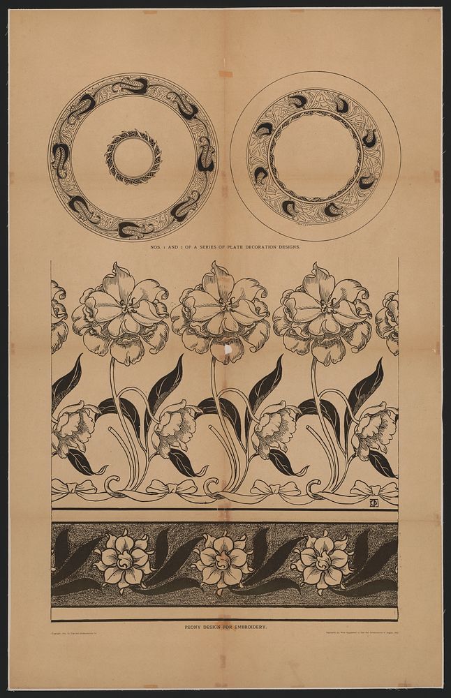 Peony design for embroidery (1891). Original from the Library of Congress.