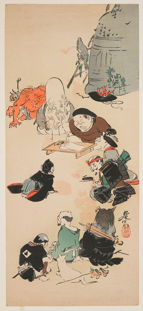 Gathering of Ōtsu-e Characters (19th century) print in high resolution by Shibata Zeshin.  Original from the Minneapolis…