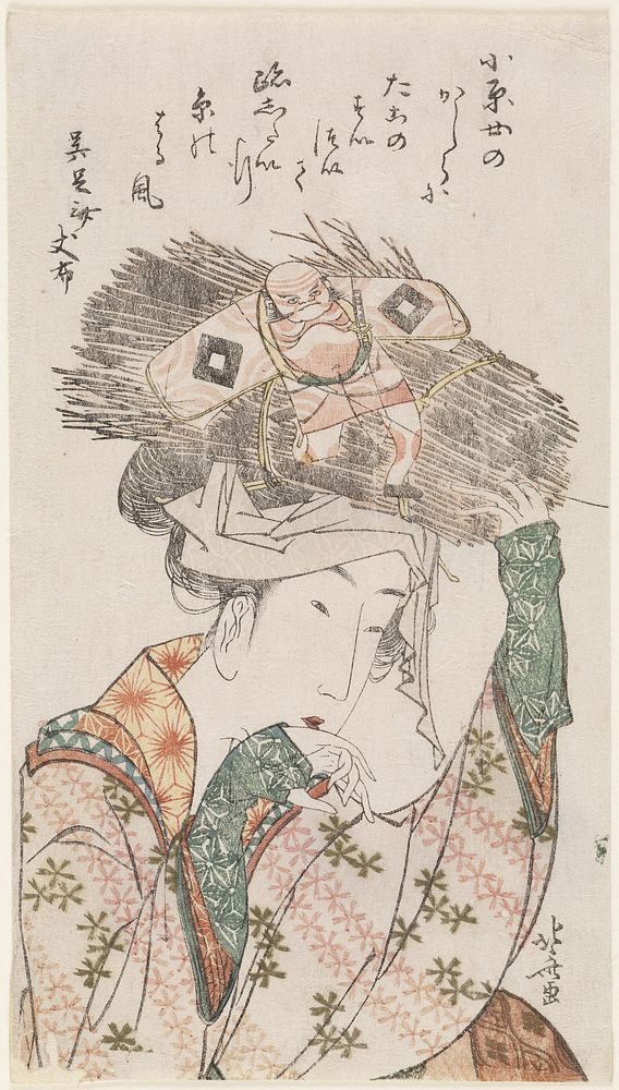 Woman of Ōhara with Firewood Bundle and Kite during 1800s in high resolution by Katsushika Hokusai. Original from The…