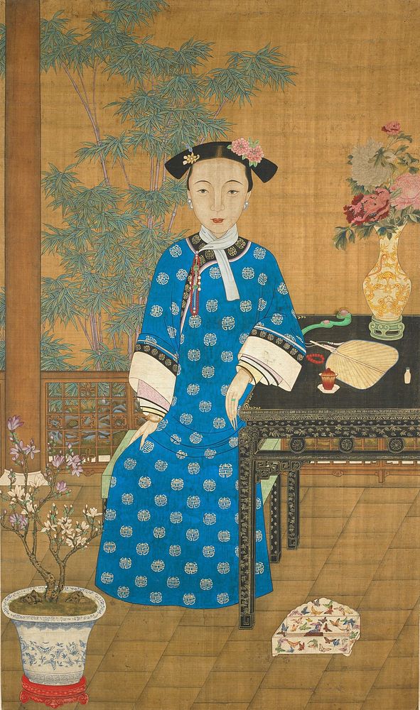 Birthday Portrait of a Young Manchu Lady (ca. 1800&ndash;1850) painting in high resolution. Original from the Minneapolis…