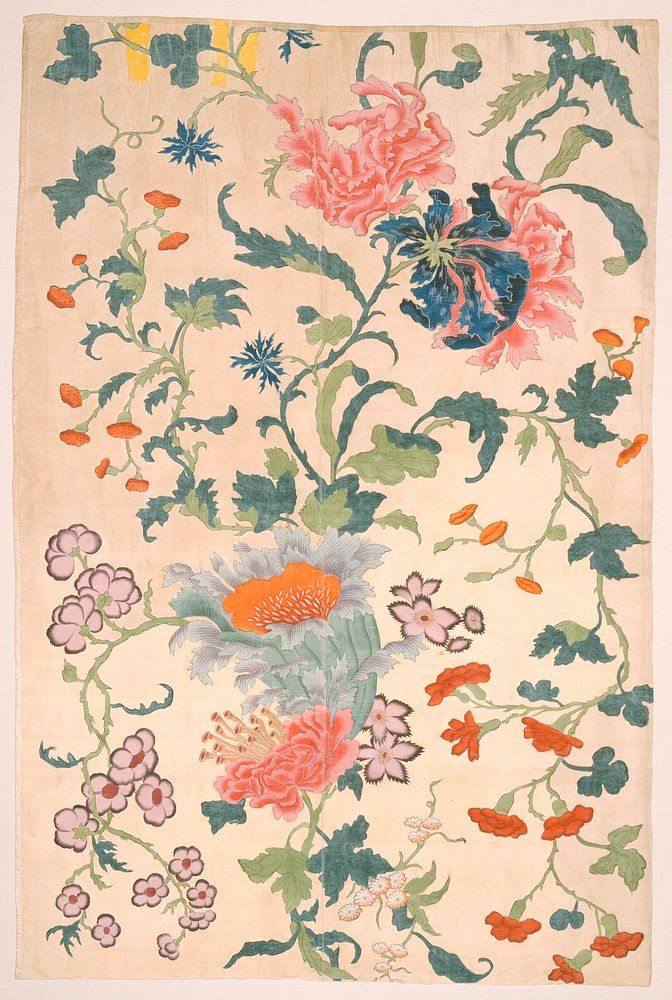 Chinese floral pattern in high resolution from the mid–18th century.  