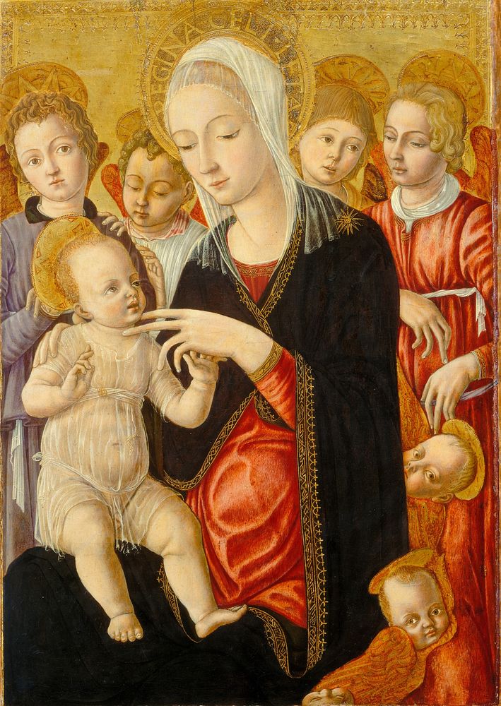 Madonna and Child with Angels and Cherubim (ca. 1460–1465) by Matteo di Giovanni.  