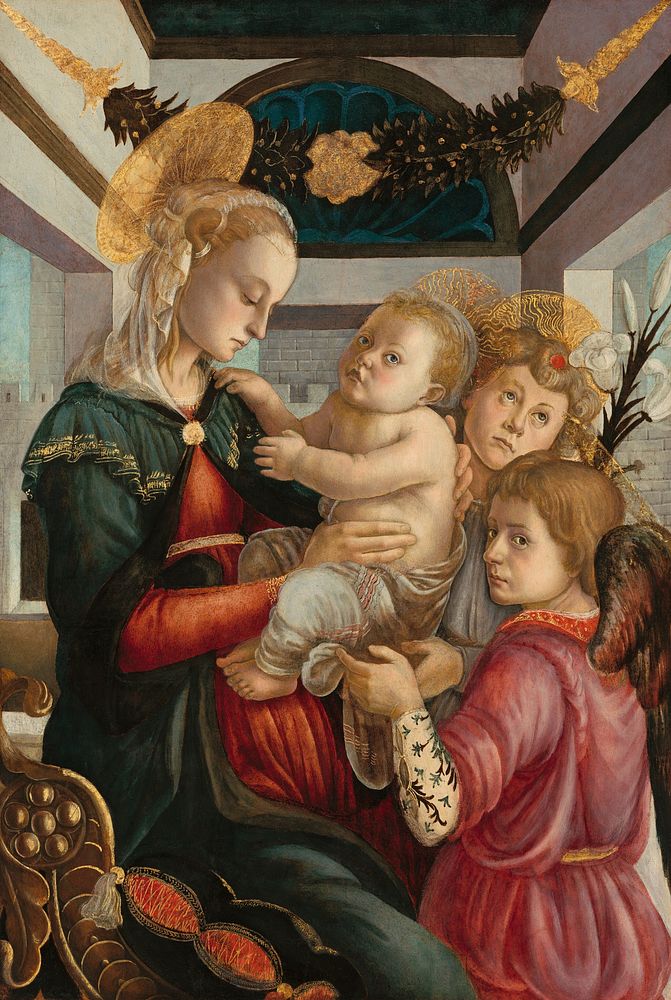 Sandro Botticelli's Madonna and Child with Angels (1465&ndash;1470). 