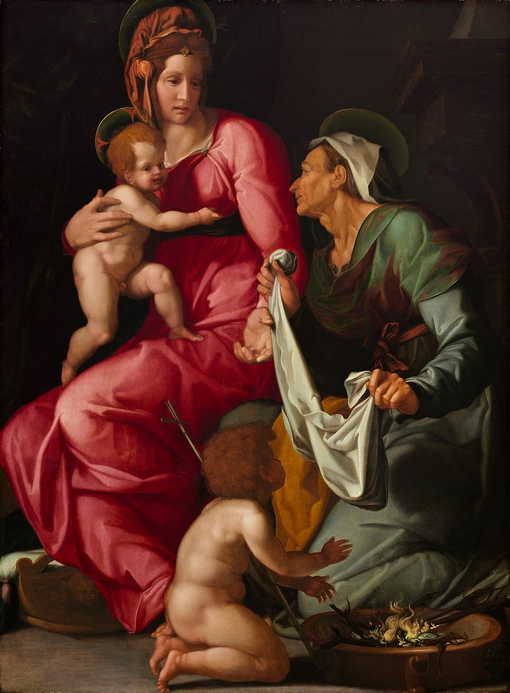 Madonna and Child with Saint Elizabeth and Saint John the Baptist (ca. 1535) by Jacopino del Conte.  