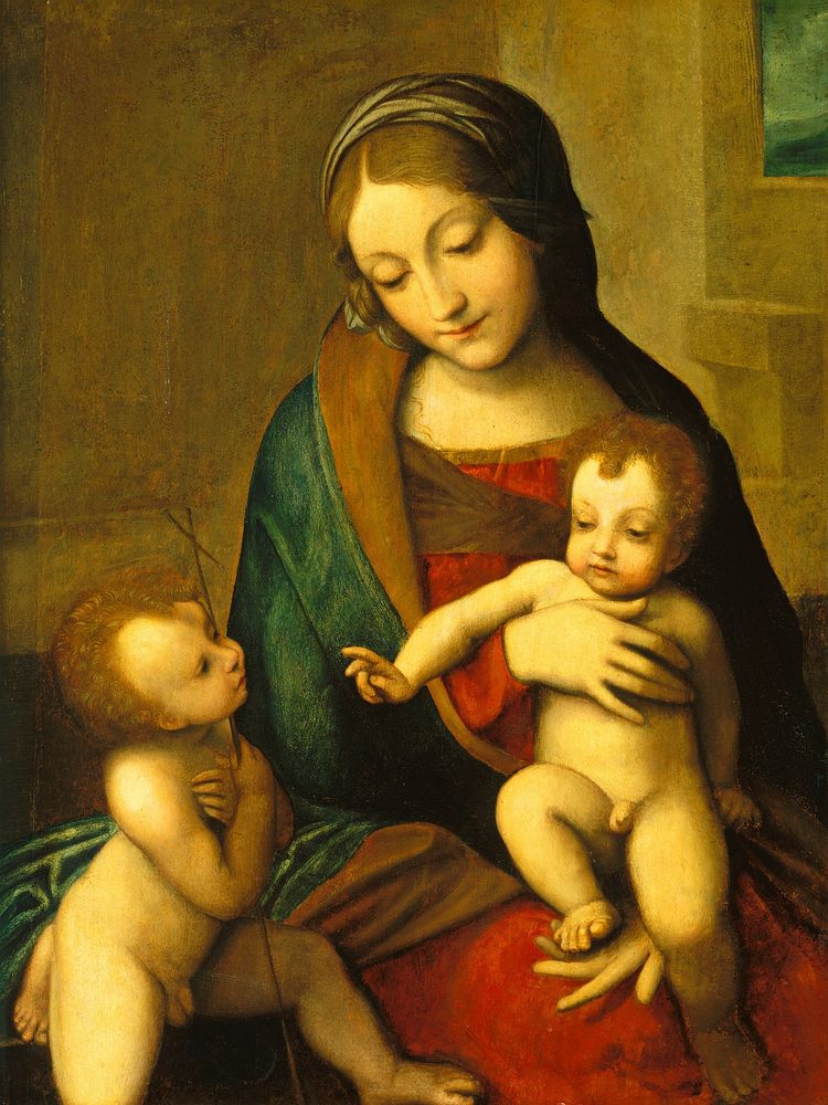 Madonna and Child with the Infant Saint John (ca. 1510) by Anonymous Artist & Correggio.  