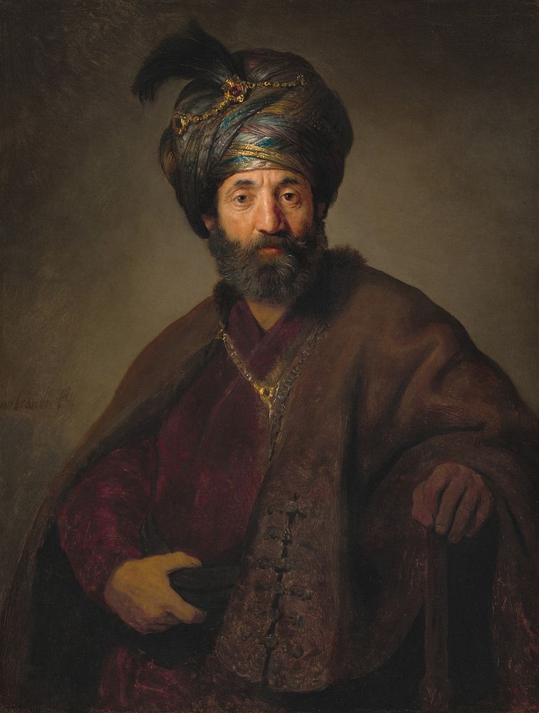 Man in Oriental Costume (ca. 1635) by Rembrandt van Rijn, Dutch 17th Century & Govaert Flinck.  