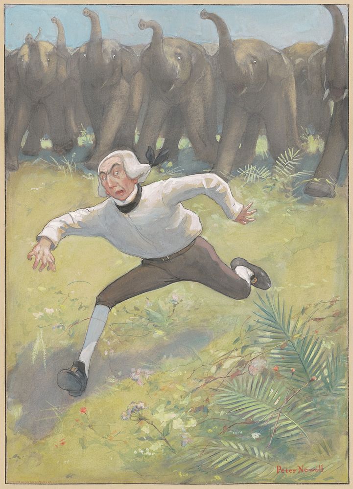 Man Running from Elephants (1901) by Peter Newell.  