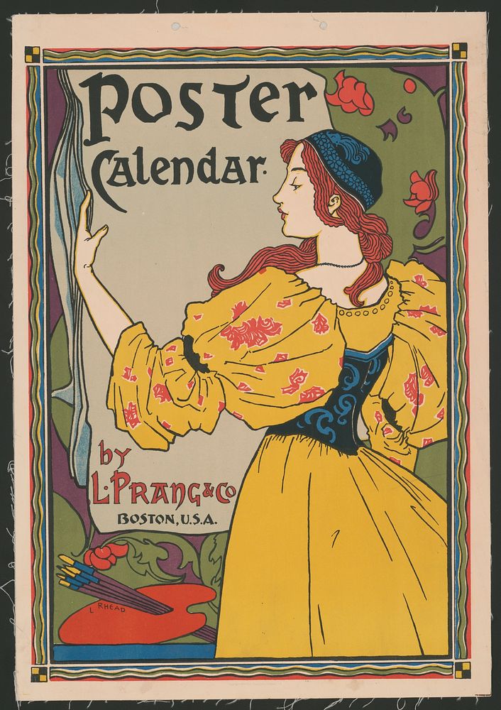 Poster calendar by L. Prang & Co., (1897) by Louis Rhead.  