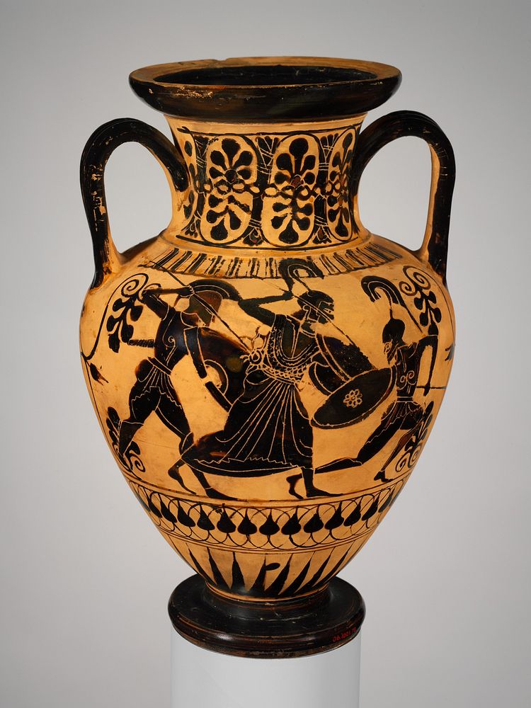 Terracotta neck-amphora (jar), Greek, Attic