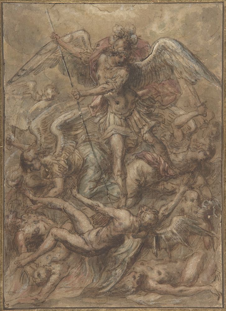 Saint Michael Expelling the Fallen Angels, Anonymous, Italian, Roman-Bolognese, 17th century