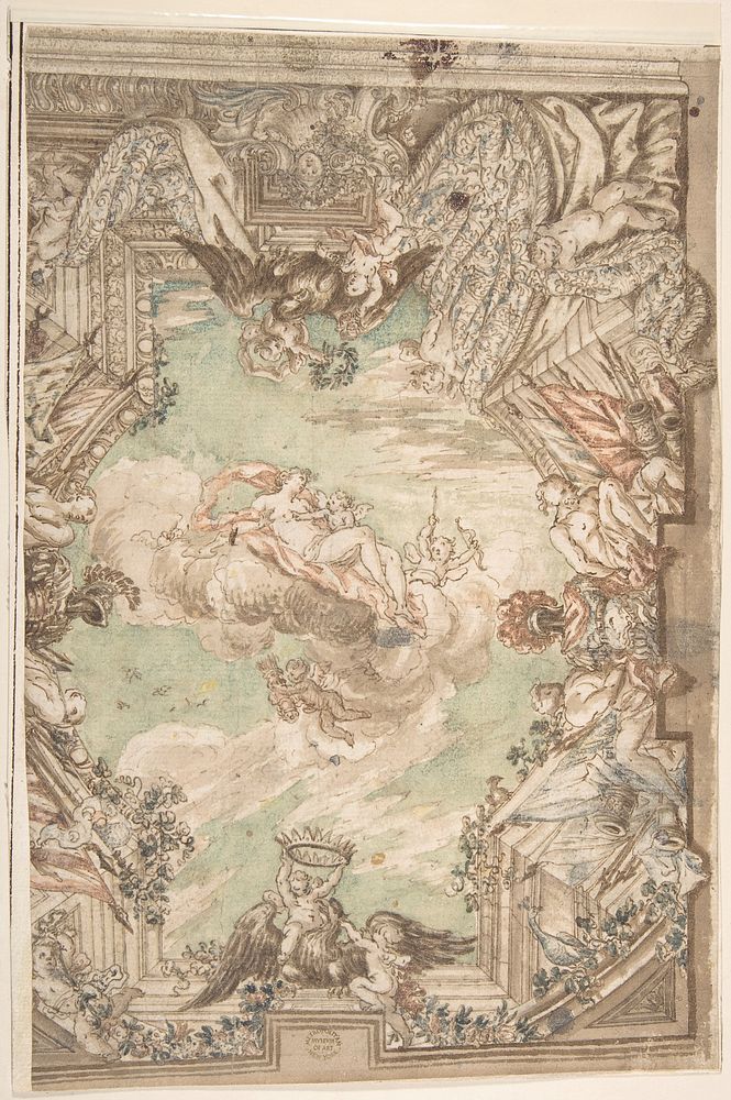 Design for a Ceiling, Anonymous, Italian, Roman-Bolognese, 17th century