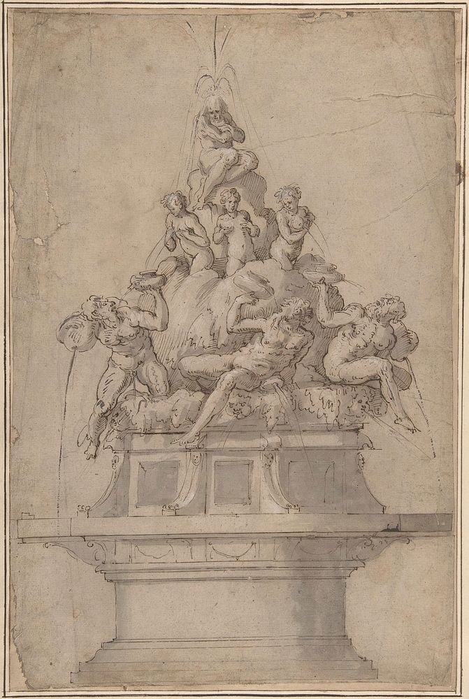 Design for a Fountain with Rivergods and Nymphs by Giorgio Vasari