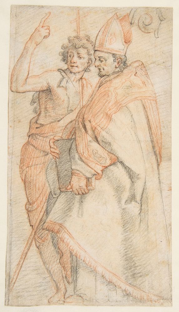Saint John the Baptist and Saint Bernardo degli Uberti (after Andrea del Sarto's Vallombrosa Altarpiece) by Federico Zuccaro…