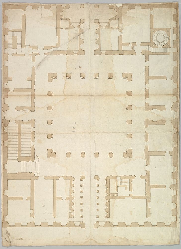 Palazzo Farnese, plan, ground floor (recto) blank (verso)