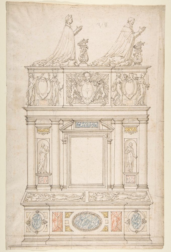 Design for a Double Tomb, Anonymous, French, 16th century