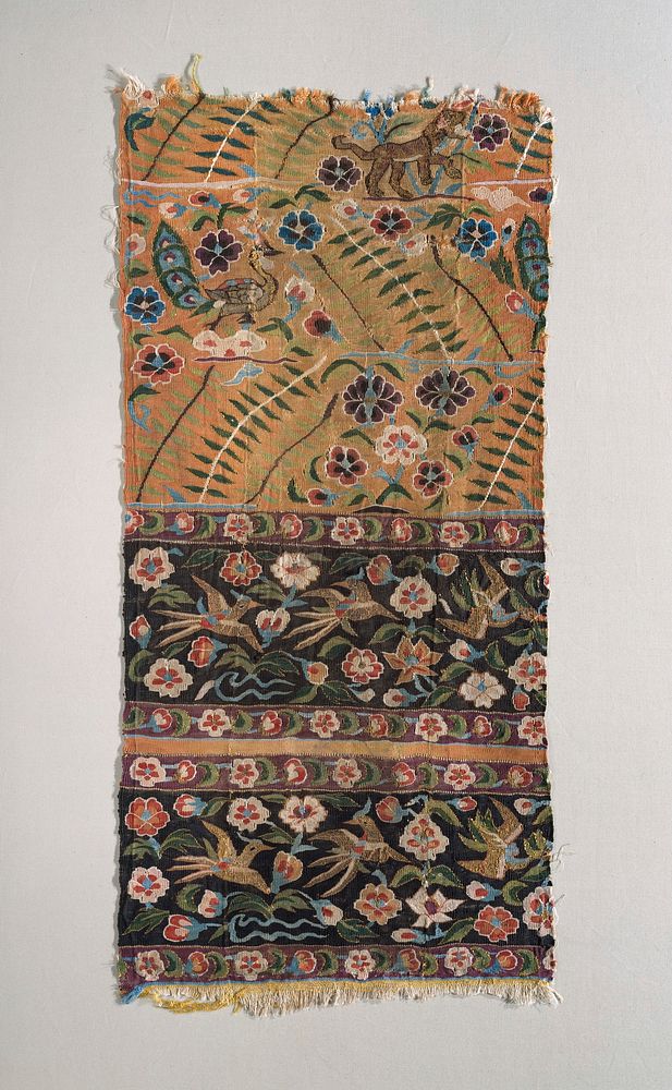 Kesi Panel with Tiger and Birds on Floral Ground