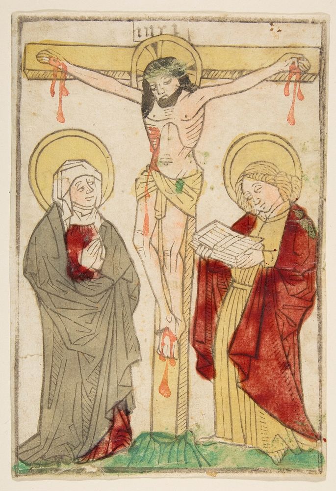 Christ on the Cross with the Virgin and Saint John by Anonymous, German, Swabia, 15th century