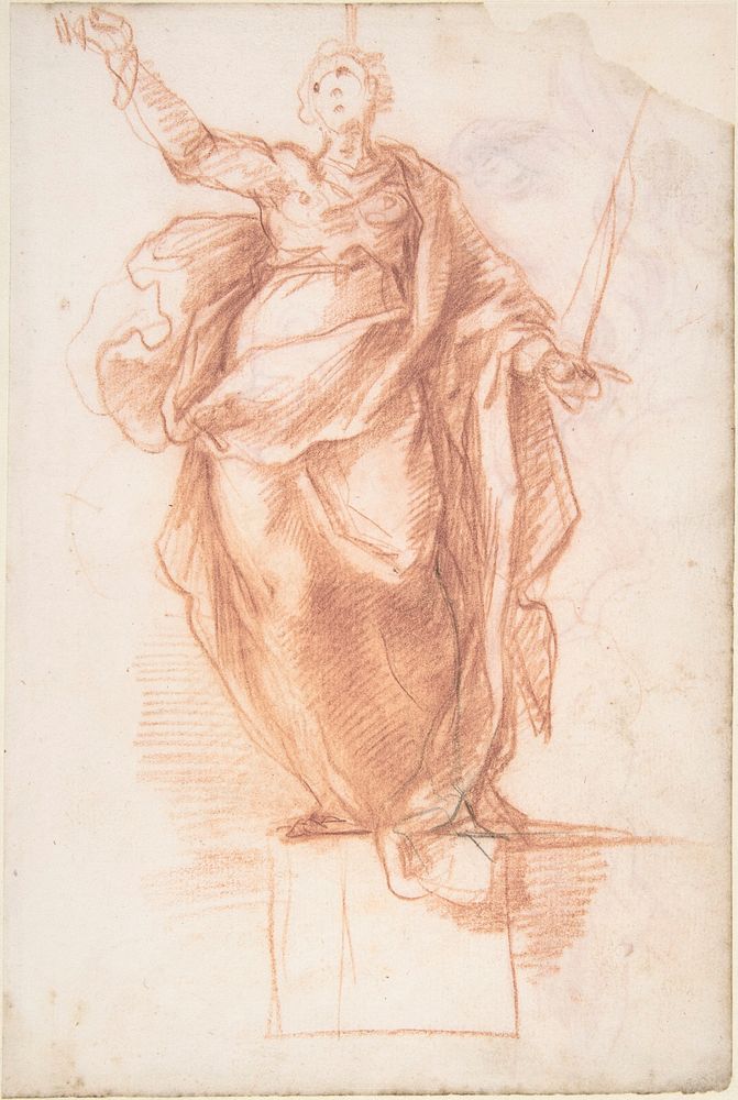 Allegorical Figure of Religion (recto); Study of a Griffon and of a Seated Figure (verso), attributed to Cherubino Alberti…