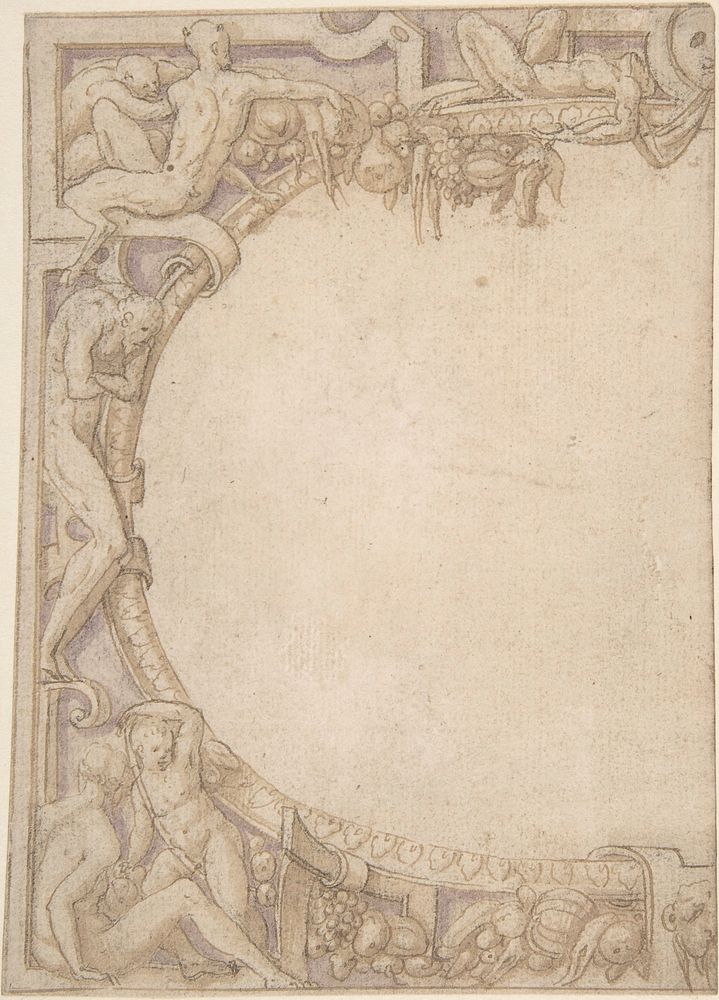 Design for One Half of an Ornamental Border, Anonymous, French, School of Fontainebleau, 16th century