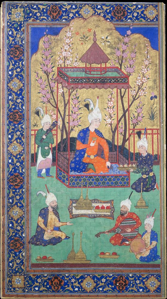 Prince in a Garden Courtyard, attributed to Iran, Tabriz