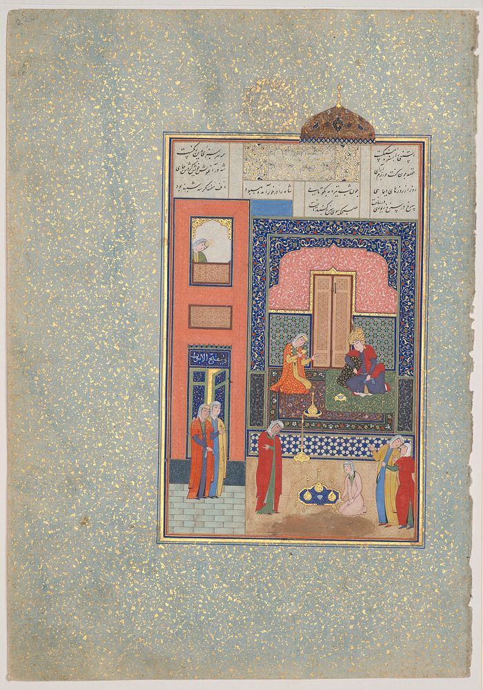 "Bahram Gur in the Red Palace on Tuesday", Folio 220 from a Khamsa (Quintet) of Nizami of Ganja by Various artists/makers
