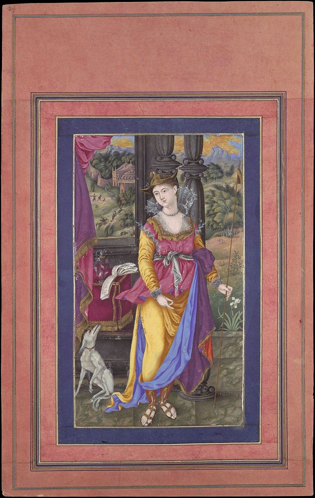"Diana, Goddess of the Hunt", Folio from the Davis Album, attributed to 'Ali Quli Jabbadar
