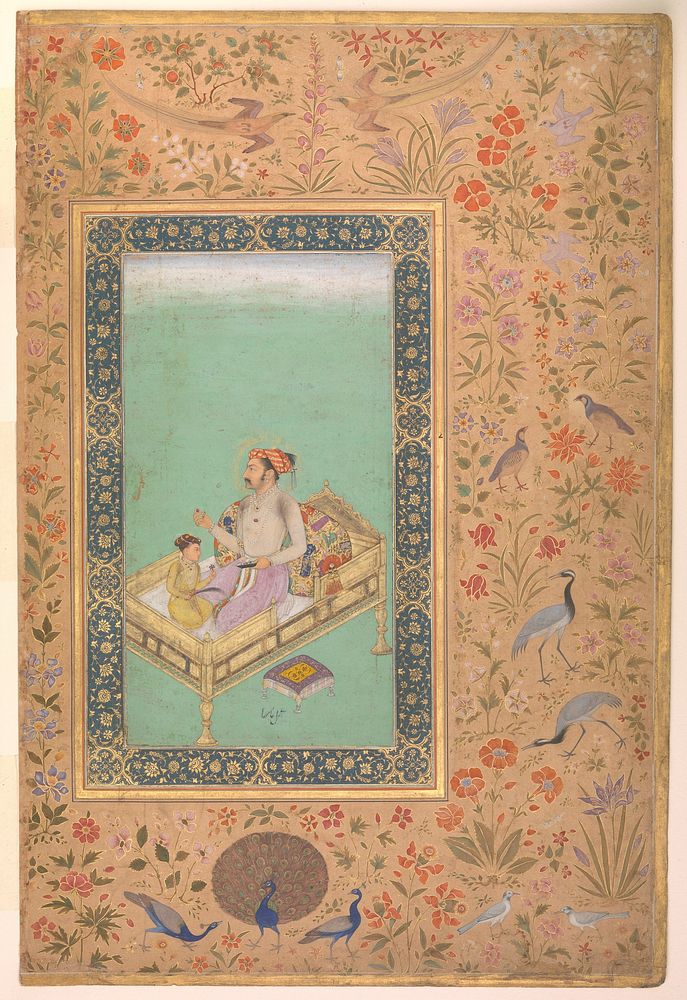 The Emperor Shah Jahan with his Son Dara Shikoh", Folio from the Shah Jahan Album