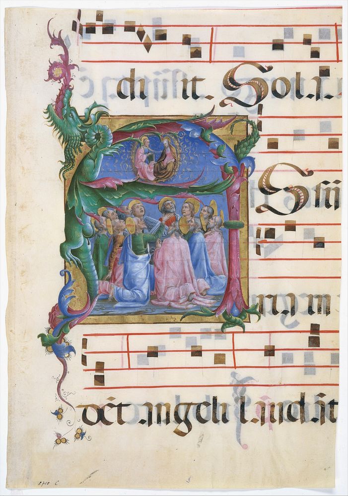 Manuscript Illumination with the Assumption of the Virgin in an Initial A, from an Antiphonary, attributed to Cosm&egrave;…