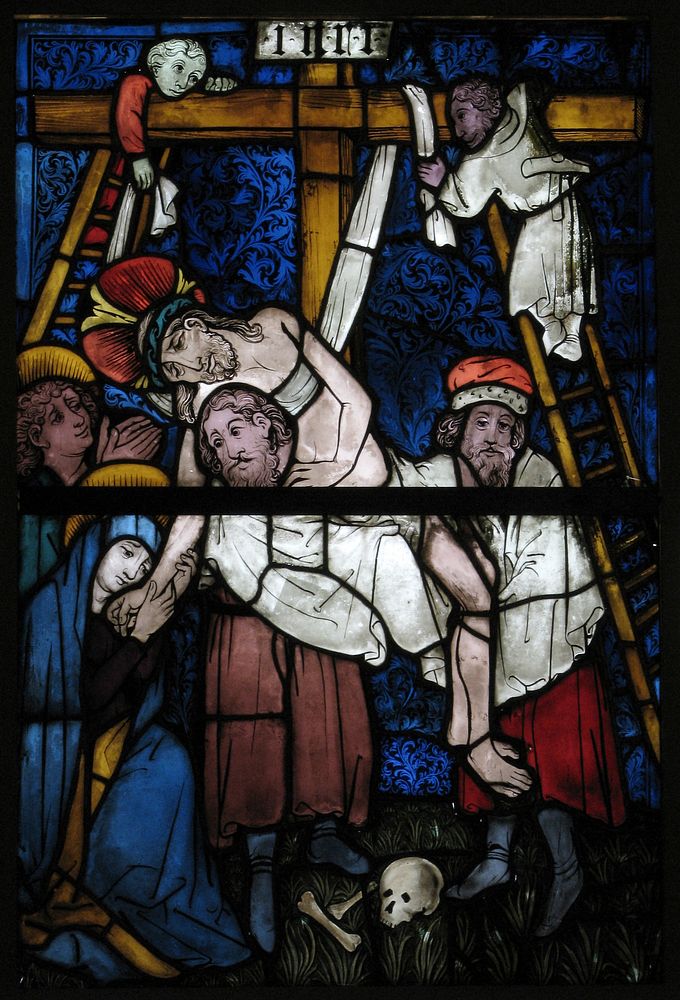 Stained Glass Panel with the Deposition, German