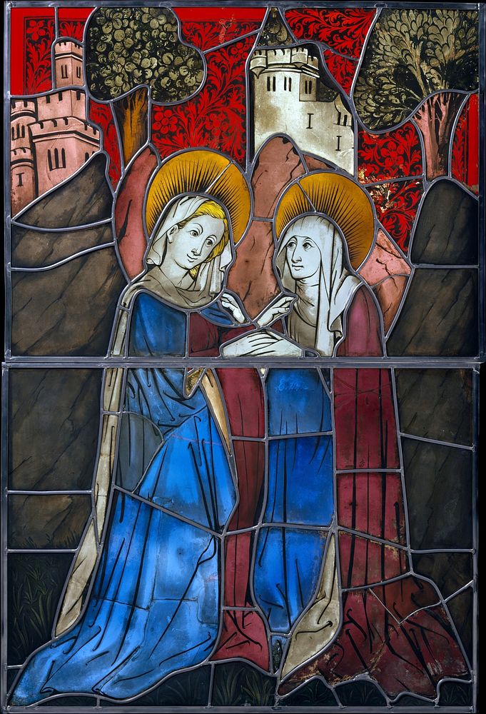 Stained Glass Panel with the Visitation, German