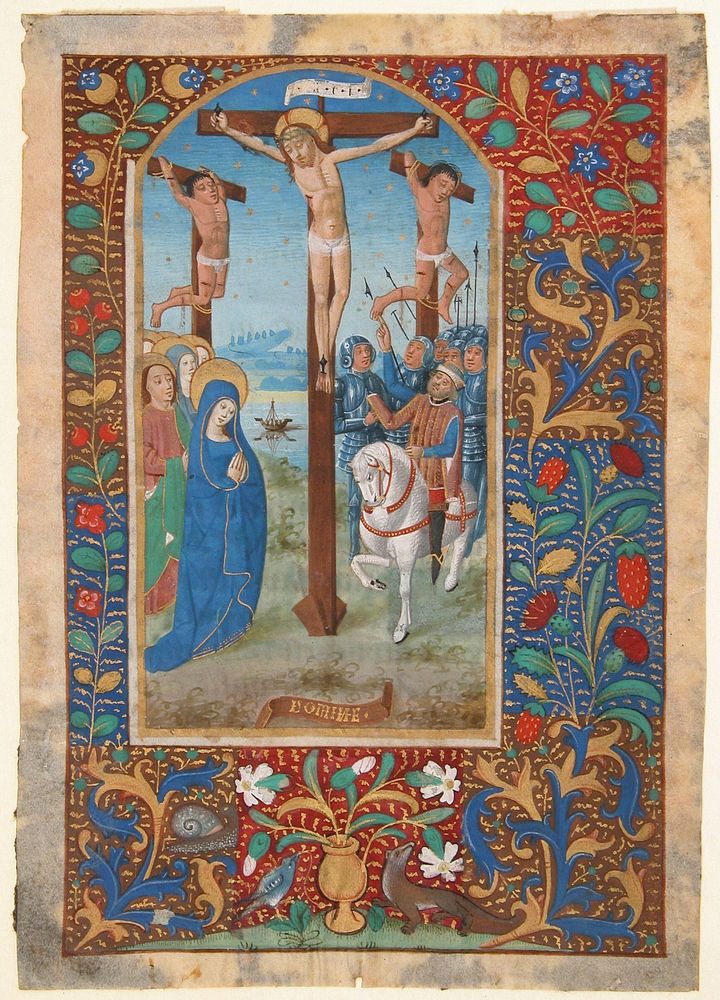 Manuscript Leaf with the Crucifixion, from a Book of Hours, North French