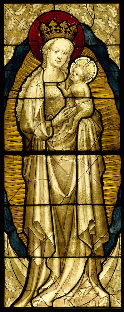 Stained Glass Panel with the Virgin and Child, German