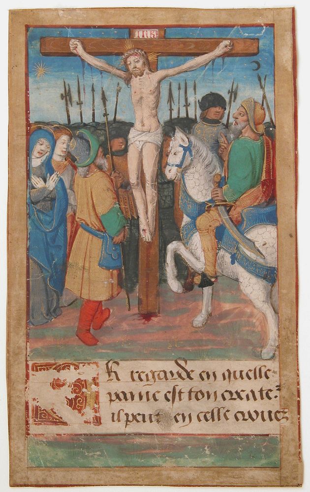 Manuscript Leaf with the Crucifixion, from a Book of Hours, French