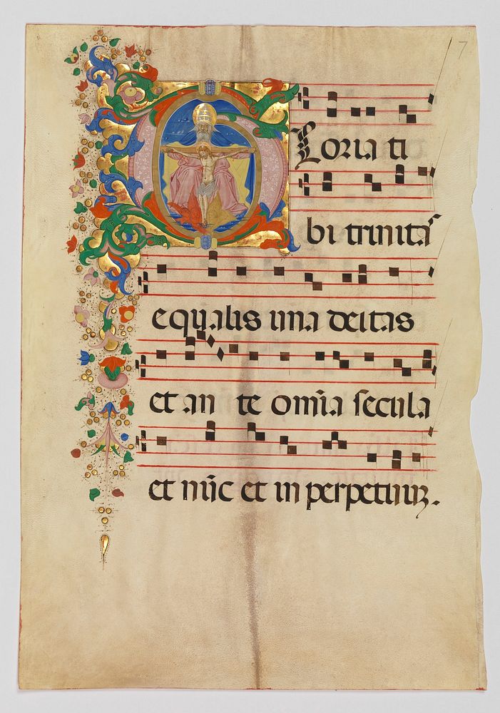 Manuscript Leaf with the Trinity in an Initial G, from an Antiphonary, Master of the Riccardiana Lactantius