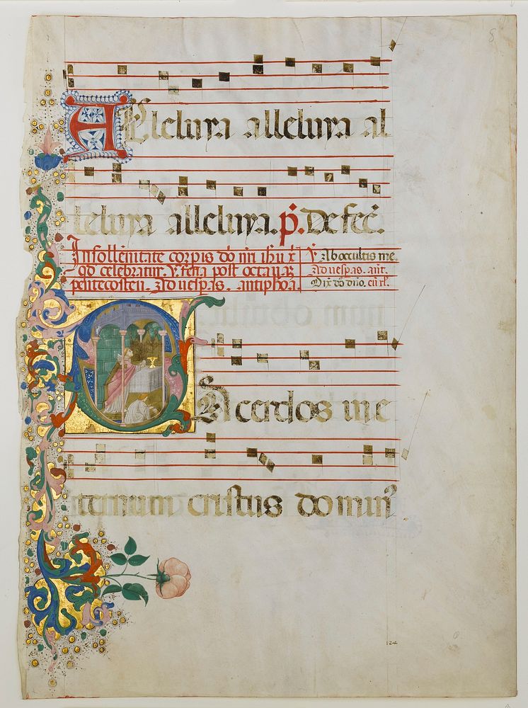 Manuscript Leaf with the Celebration of a Mass in an Initial S, from an Antiphonary, Master of the Riccardiana Lactantius