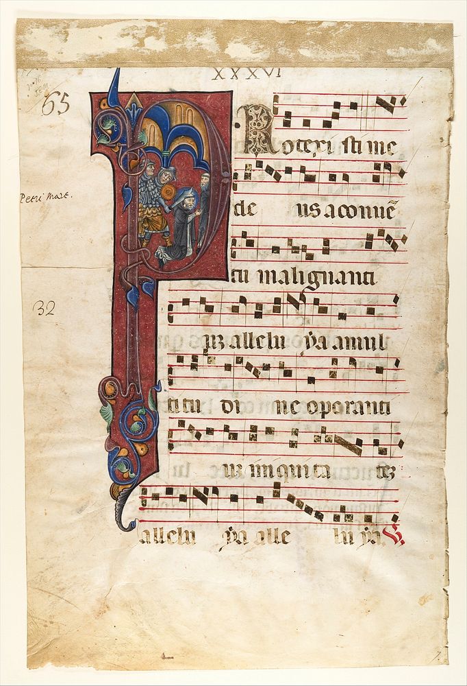Manuscript Leaf with the Martyrdom of Saint Peter Martyr in an Initial P, from a Gradual, South Italian (ca. 1270&ndash;80)